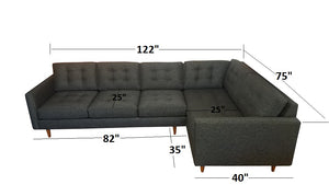 San Diego 2pc Sectional Left Facing 122"W x 75"L
