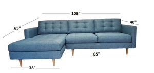 San Diego 2pc Sectional Left Facing 103"W x 65"L
