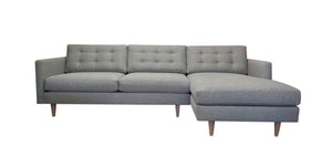 San Diego 2PC Sectional Right Facing 112"w x 65"Chaise *No Buttons on Seats