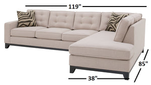 Sorrento 2pc Sectional Right Facing 119"W x 85"L