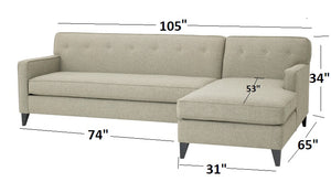 Urbana 2pc Sectional Right Facing Sectional 105"w x 65"l