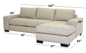 Uptown 2pc Sectional Right Facing 107"W x 65"L