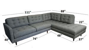 San Diego 2pc Sectional Right Facing 111"W x 87"L