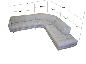 Hollywood 3pc Sectional Right Facing 112" x 111"