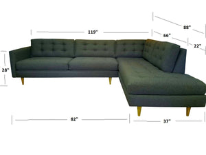 San Diego 2pc Sectional Right Facing 119"W x 87"L