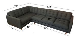 San Diego 2pc Sectional Right Facing 122"W x 75"L
