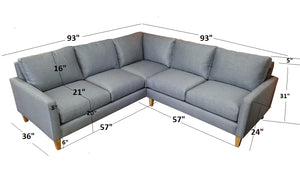 Verona 2pc L- Sectional  93"W x 93"L