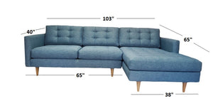 San Diego 2pc Sectional Right Facing 103"W x 65"L